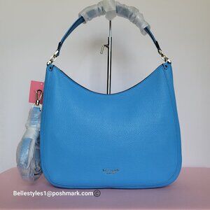 KATE SPADE Roulette Pebbled Leather Large Hobo Bag-Tidepool color 🎈$178.